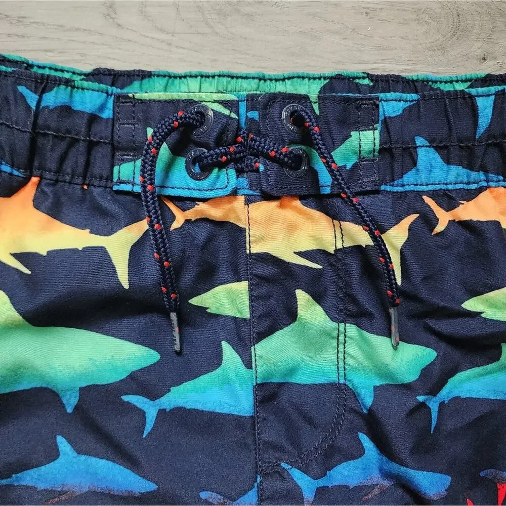 Gap Kids Boy's Multi-Color Shark Graphic Swimwear Swim Trunks Medium M 8